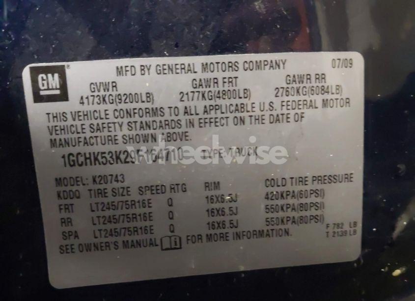 Photo 9 of 2009 Chevrolet Silverado 2500HD LT (VIN 1GCHK53K29F164710)