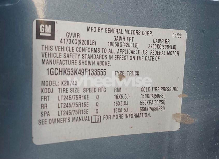 Photo 9 of 2009 Chevrolet Silverado 2500HD LT (VIN 1GCHK53K49F133555)