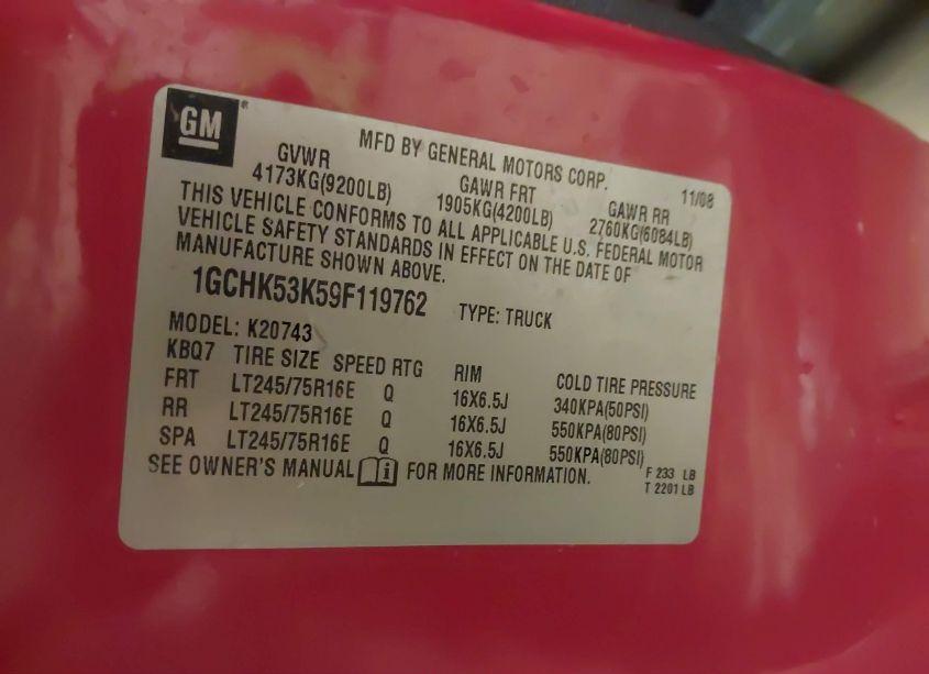 Photo 9 of 2009 Chevrolet Silverado 2500HD LT (VIN 1GCHK53K59F119762)