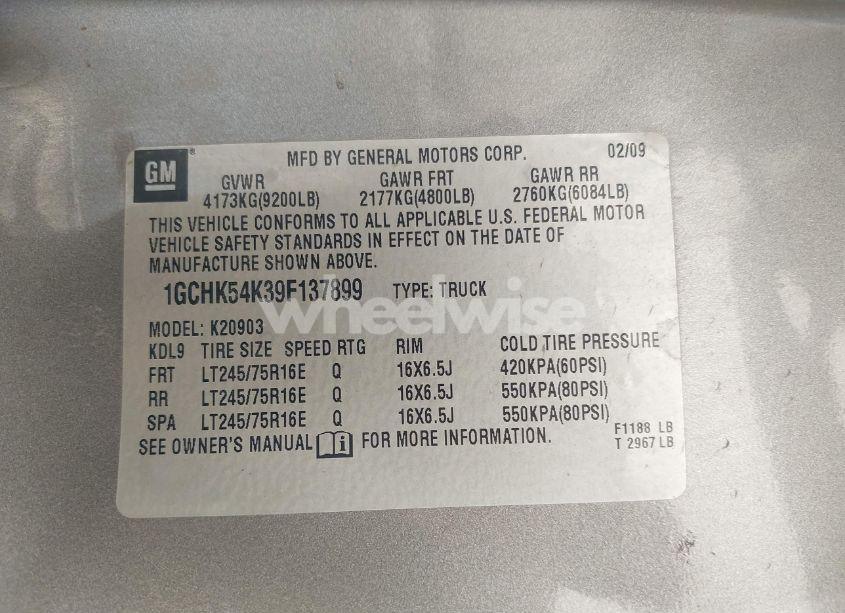 Photo 9 of 2009 Chevrolet Silverado 2500HD LT (VIN 1GCHK54K39F137899)