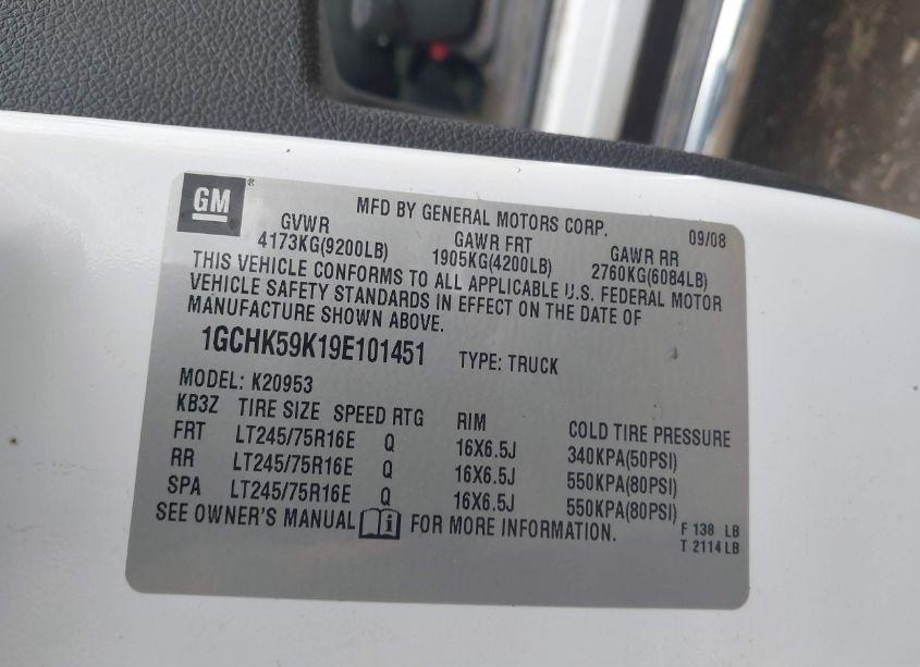 Photo 9 of 2009 Chevrolet Silverado 2500HD LT (VIN 1GCHK59K19E101451)