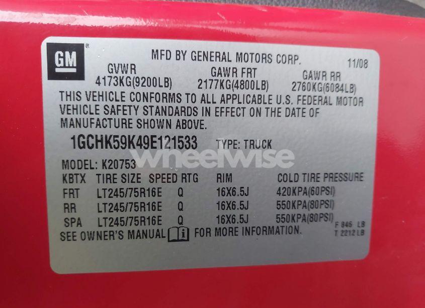 Photo 9 of 2009 Chevrolet Silverado 2500HD LT (VIN 1GCHK59K49E121533)