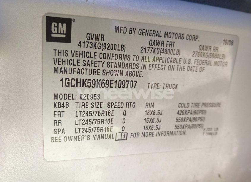 Photo 9 of 2009 Chevrolet Silverado 2500HD LT (VIN 1GCHK59K69E109707)