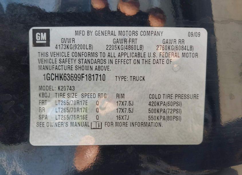 Photo 9 of 2009 Chevrolet Silverado 2500HD LTZ (VIN 1GCHK63699F181710)