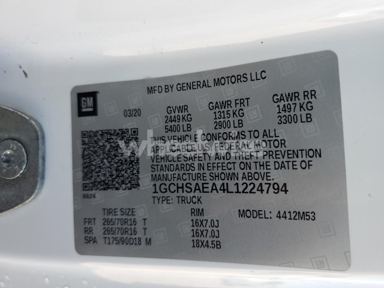Photo 12 of 2020 CHEVROLET COLORADO N/A (VIN 1GCHSAEA4L1224794)