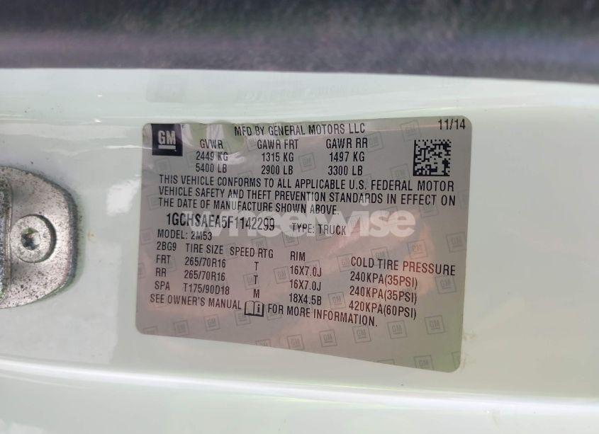 Photo 9 of 2015 Chevrolet Colorado WT (VIN 1GCHSAEA5F1142299)