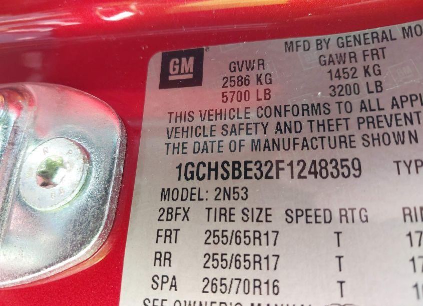 Photo 9 of 2015 Chevrolet Colorado LT (VIN 1GCHSBE32F1248359)