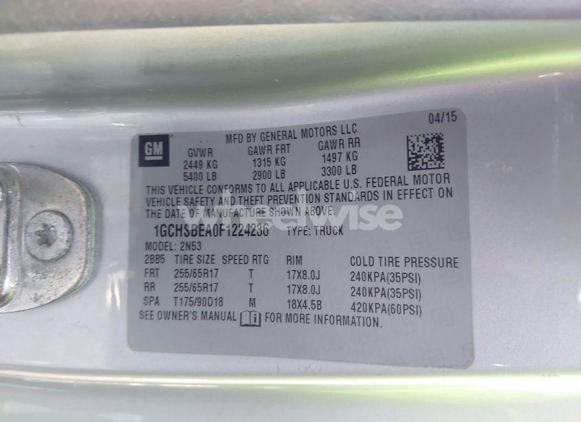 Photo 9 of 2015 Chevrolet Colorado LT (VIN 1GCHSBEA0F1224236)