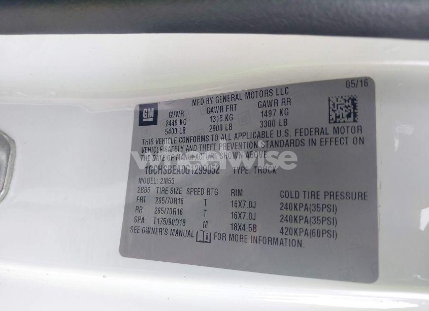 Photo 9 of 2016 Chevrolet Colorado WT (VIN 1GCHSBEA0G1299052)