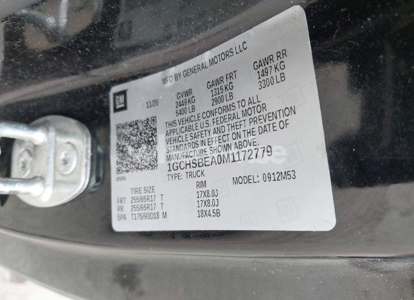Photo 9 of 2021 Chevrolet Colorado (VIN 1GCHSBEA0M1172779)
