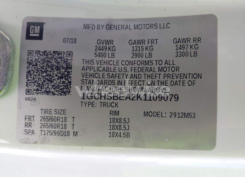 Photo 9 of 2019 Chevrolet Colorado WT (VIN 1GCHSBEA2K1109079)