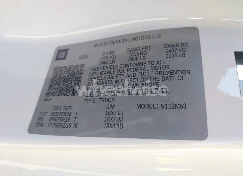 Photo 9 of 2020 Chevrolet Colorado 2WD LONG BOX WT (VIN 1GCHSBEA5L1131241)