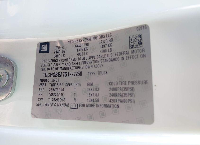 Photo 9 of 2016 Chevrolet Colorado (VIN 1GCHSBEA7G1227250)