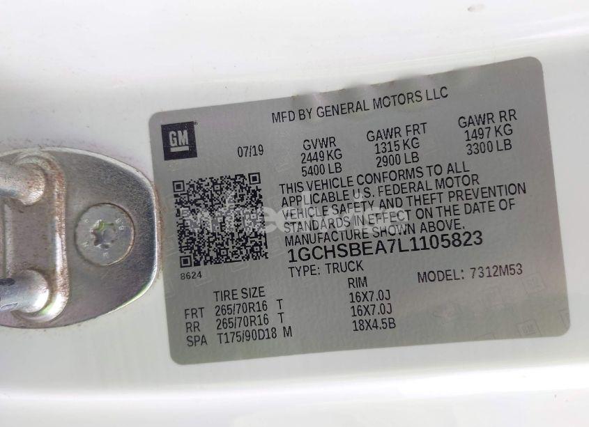 Photo 9 of 2020 Chevrolet Colorado 2WD LONG BOX WT (VIN 1GCHSBEA7L1105823)