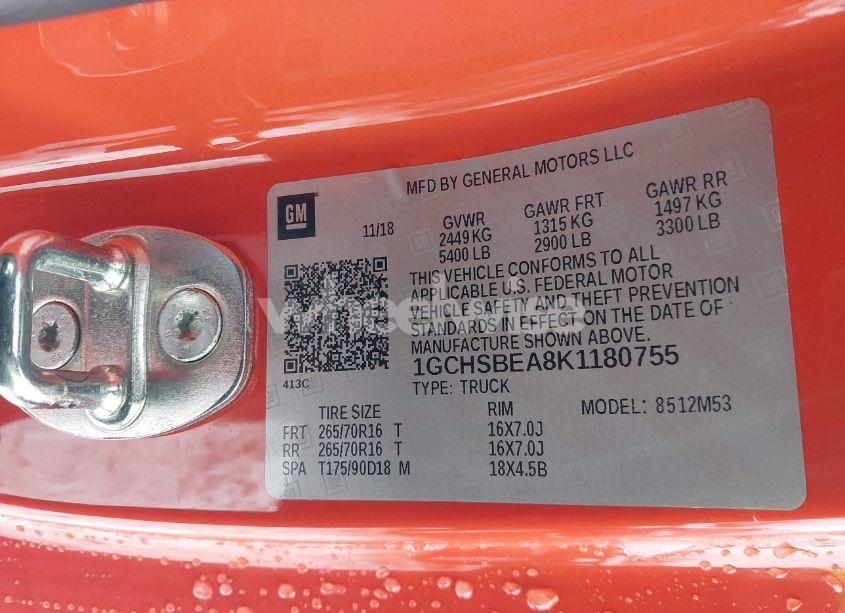 Photo 9 of 2019 Chevrolet Colorado WT (VIN 1GCHSBEA8K1180755)