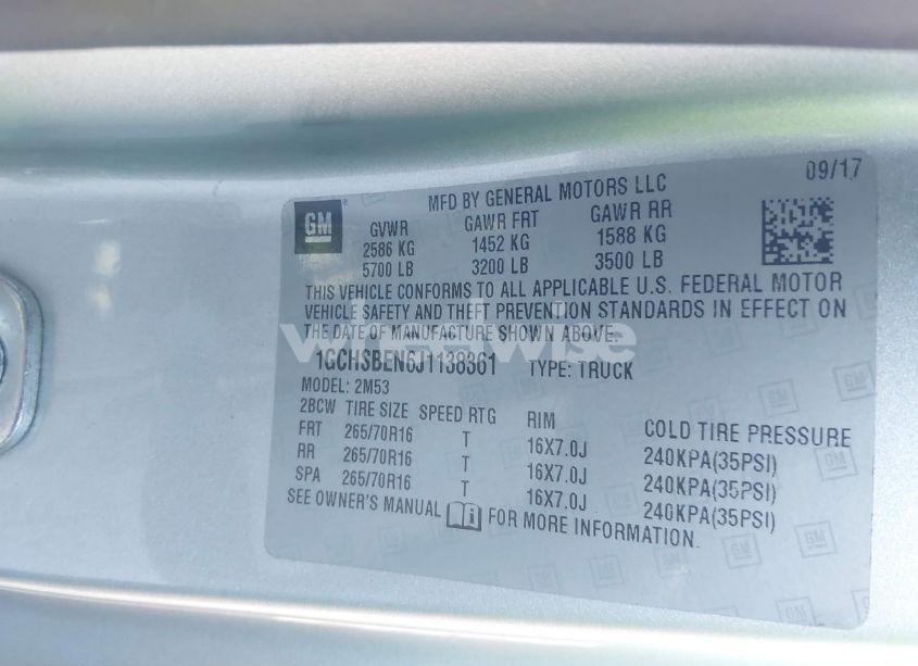 Photo 9 of 2018 Chevrolet Colorado WT (VIN 1GCHSBEN6J1138361)