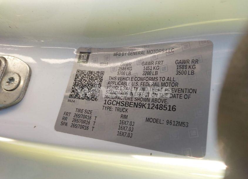 Photo 9 of 2019 Chevrolet Colorado WT (VIN 1GCHSBEN9K1248516)