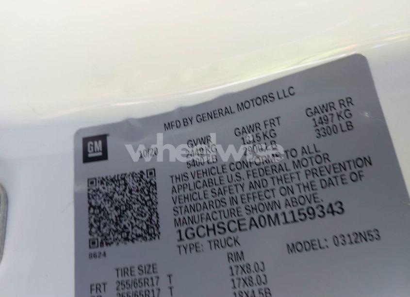 Photo 9 of 2021 Chevrolet Colorado 2WD LONG BOX LT (VIN 1GCHSCEA0M1159343)