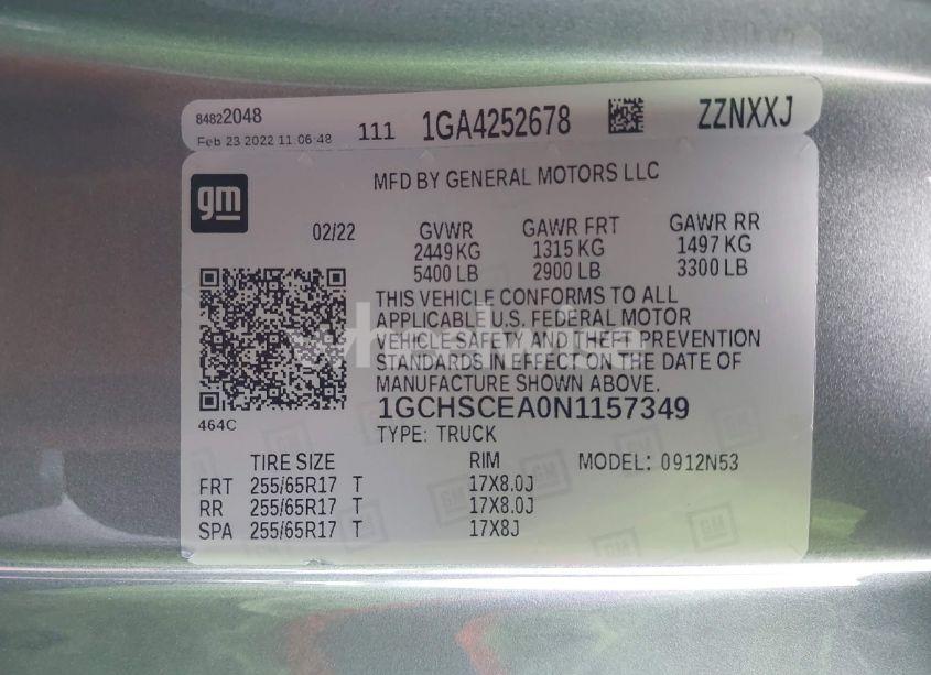 Photo 9 of 2022 Chevrolet Colorado 2WD LONG BOX LT (VIN 1GCHSCEA0N1157349)