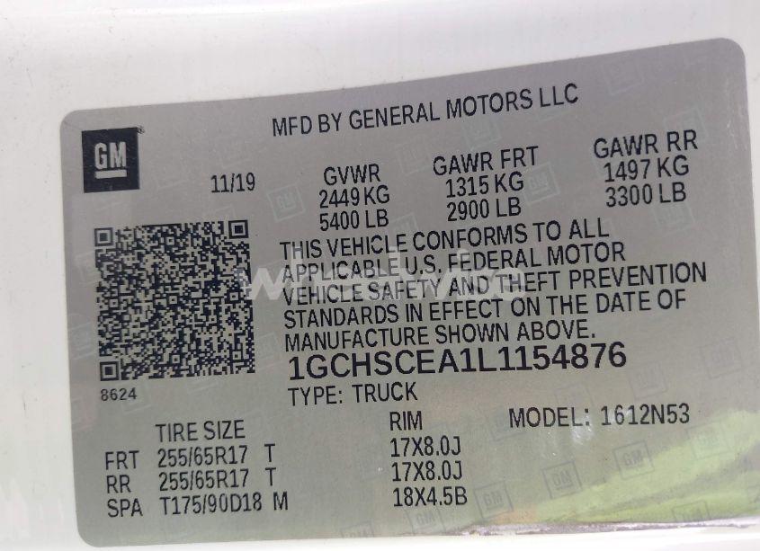 Photo 9 of 2020 Chevrolet Colorado 2WD LONG BOX LT (VIN 1GCHSCEA1L1154876)