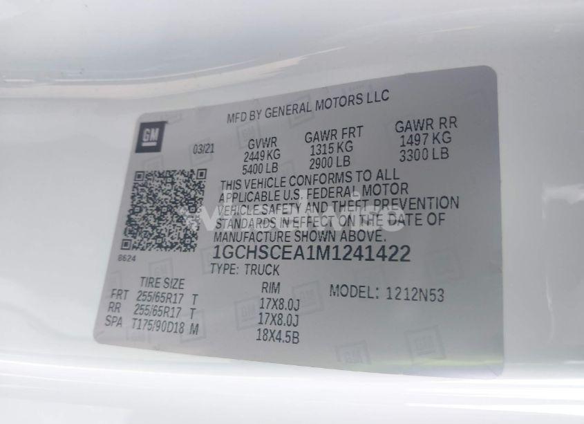 Photo 9 of 2021 Chevrolet Colorado 2WD LONG BOX LT (VIN 1GCHSCEA1M1241422)