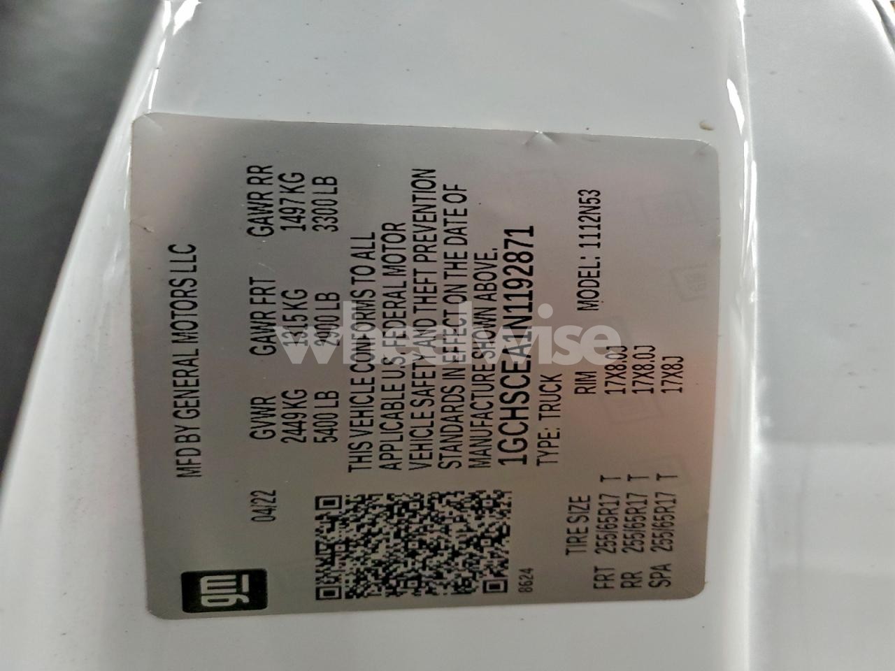 Photo 12 of 2022 CHEVROLET COLORADO LT (VIN 1GCHSCEA1N1192871)