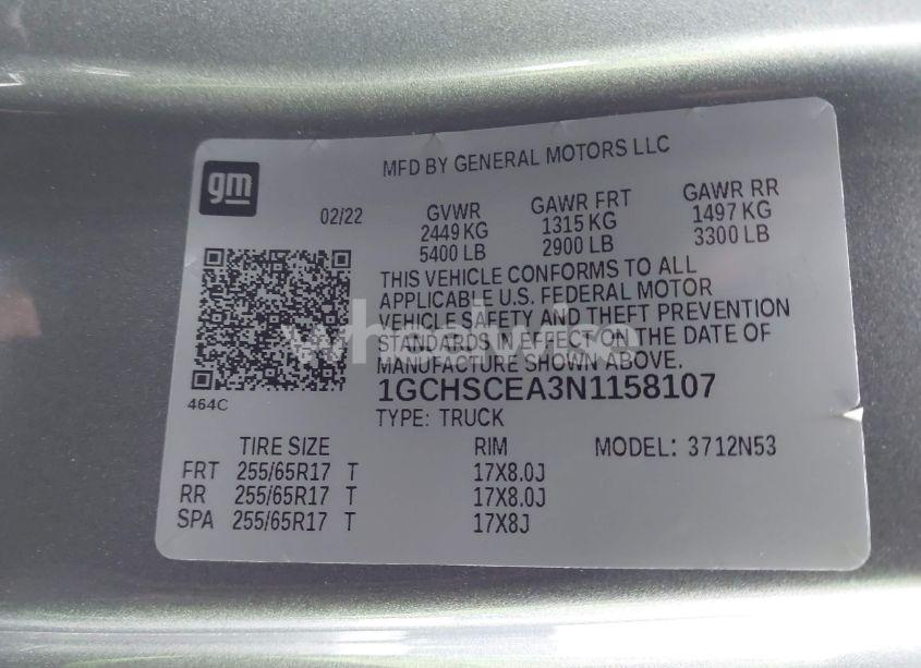 Photo 9 of 2022 Chevrolet Colorado 2WD LONG BOX LT (VIN 1GCHSCEA3N1158107)