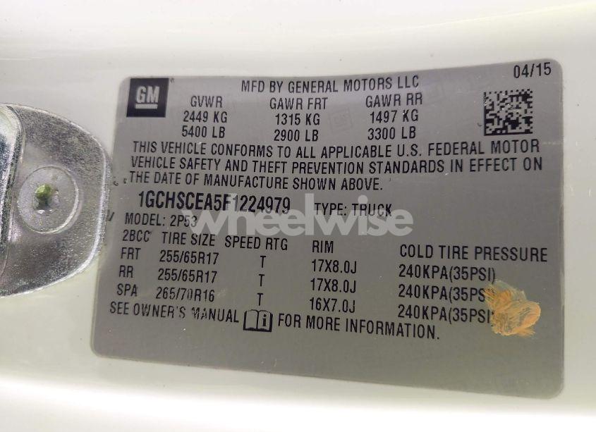 Photo 9 of 2015 Chevrolet Colorado Z71 (VIN 1GCHSCEA5F1224979)