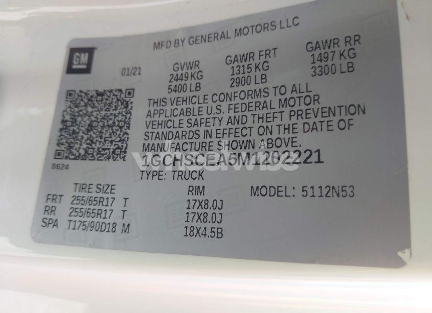 Photo 9 of 2021 Chevrolet Colorado 2WD LONG BOX LT (VIN 1GCHSCEA5M1202221)