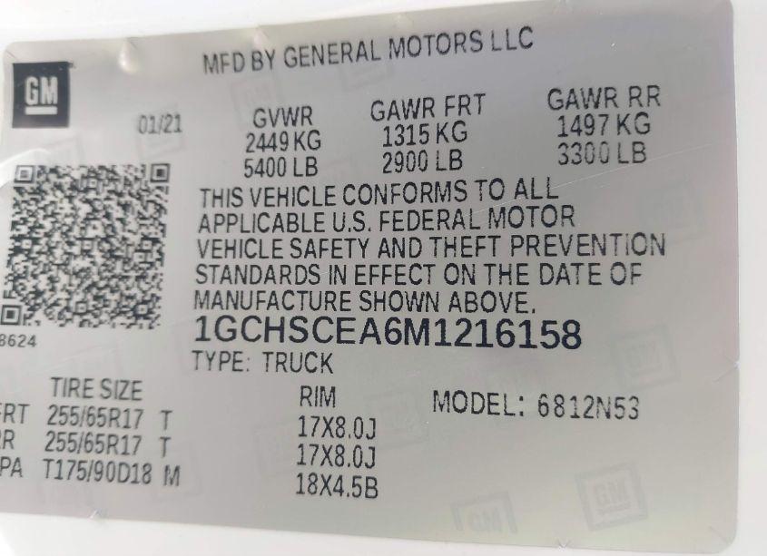 Photo 9 of 2021 Chevrolet Colorado 2WD LONG BOX LT (VIN 1GCHSCEA6M1216158)