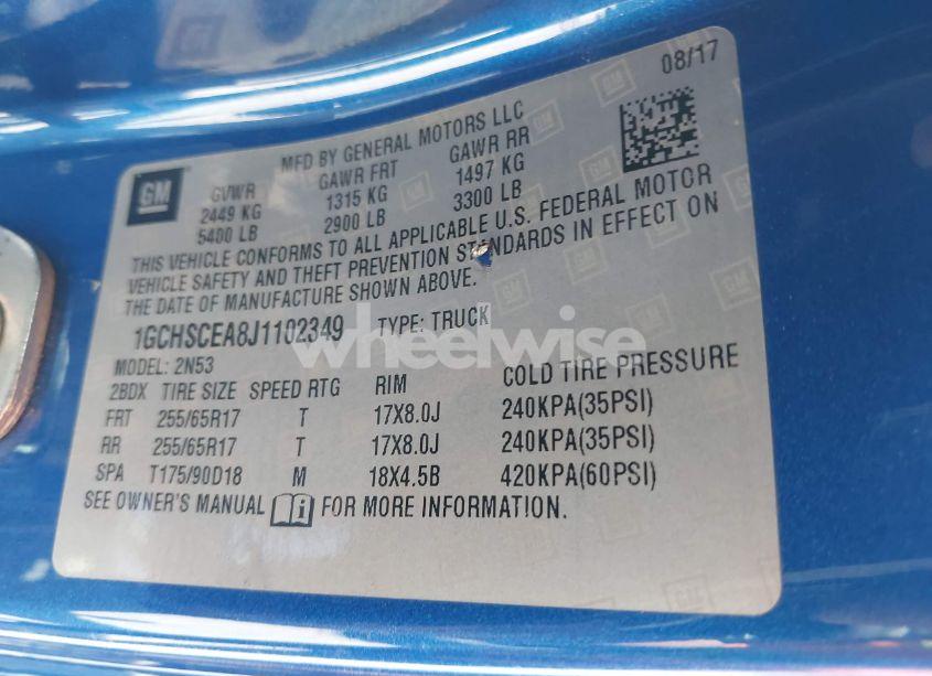 Photo 9 of 2018 Chevrolet Colorado LT (VIN 1GCHSCEA8J1102349)