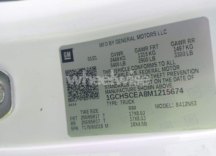 Photo 9 of 2021 Chevrolet Colorado 2WD LONG BOX LT (VIN 1GCHSCEA8M1215674)