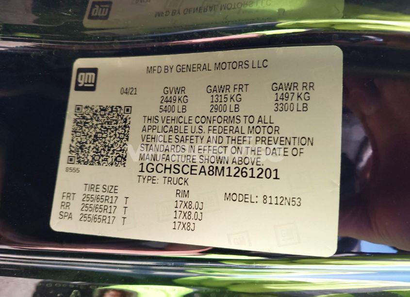 Photo 9 of 2021 Chevrolet Colorado 2WD LONG BOX LT (VIN 1GCHSCEA8M1261201)