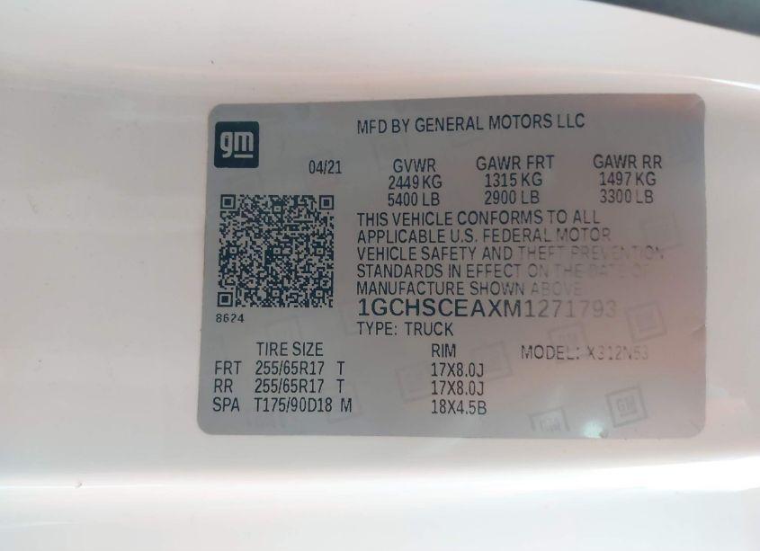 Photo 9 of 2021 Chevrolet Colorado 2WD LONG BOX LT (VIN 1GCHSCEAXM1271793)