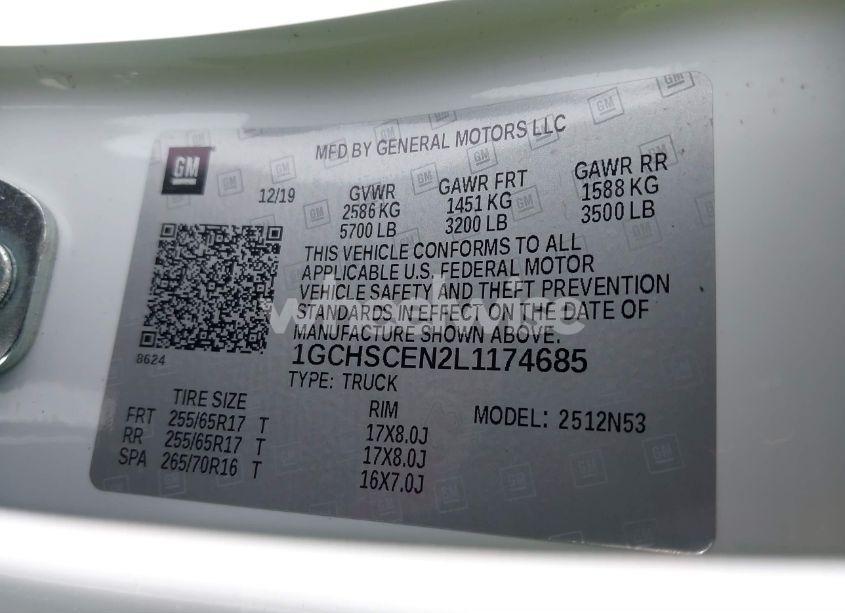 Photo 9 of 2020 Chevrolet Colorado 2WD LONG BOX LT (VIN 1GCHSCEN2L1174685)