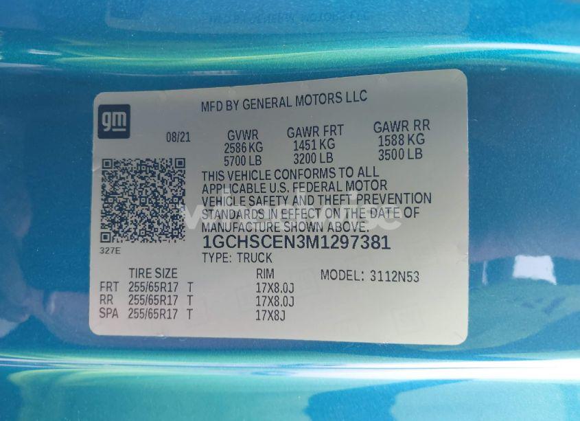 Photo 9 of 2021 Chevrolet Colorado 2WD LONG BOX LT (VIN 1GCHSCEN3M1297381)