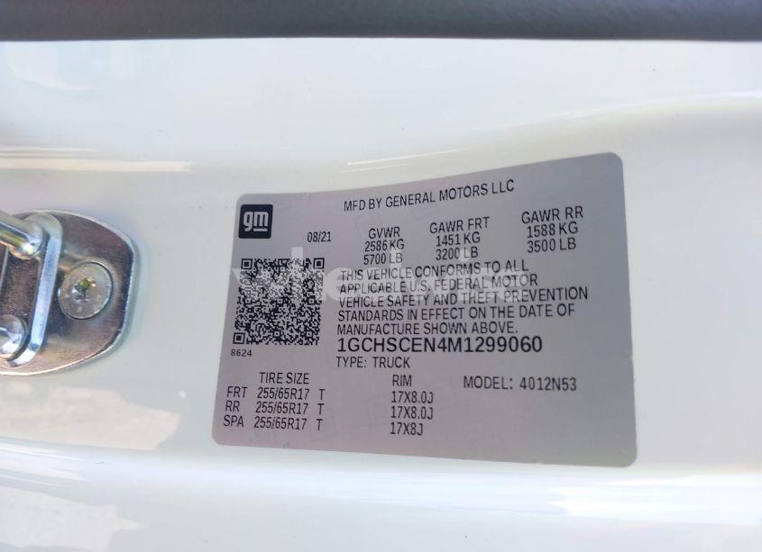 Photo 9 of 2021 Chevrolet Colorado (VIN 1GCHSCEN4M1299060)