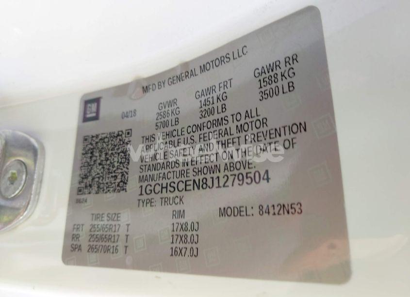 Photo 9 of 2018 Chevrolet Colorado LT (VIN 1GCHSCEN8J1279504)