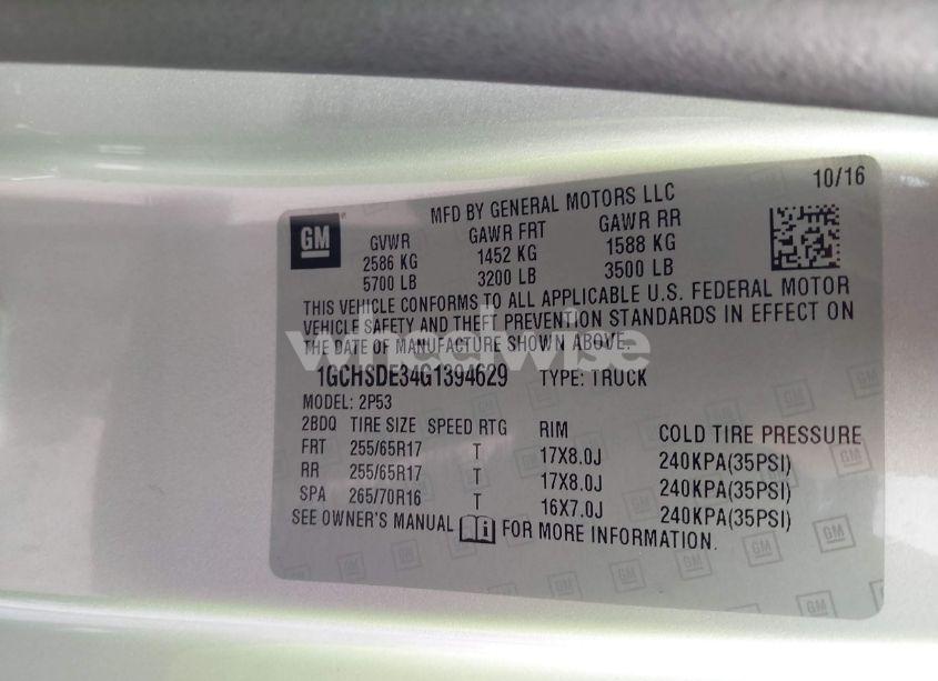 Photo 9 of 2016 Chevrolet Colorado Z71 (VIN 1GCHSDE34G1394629)
