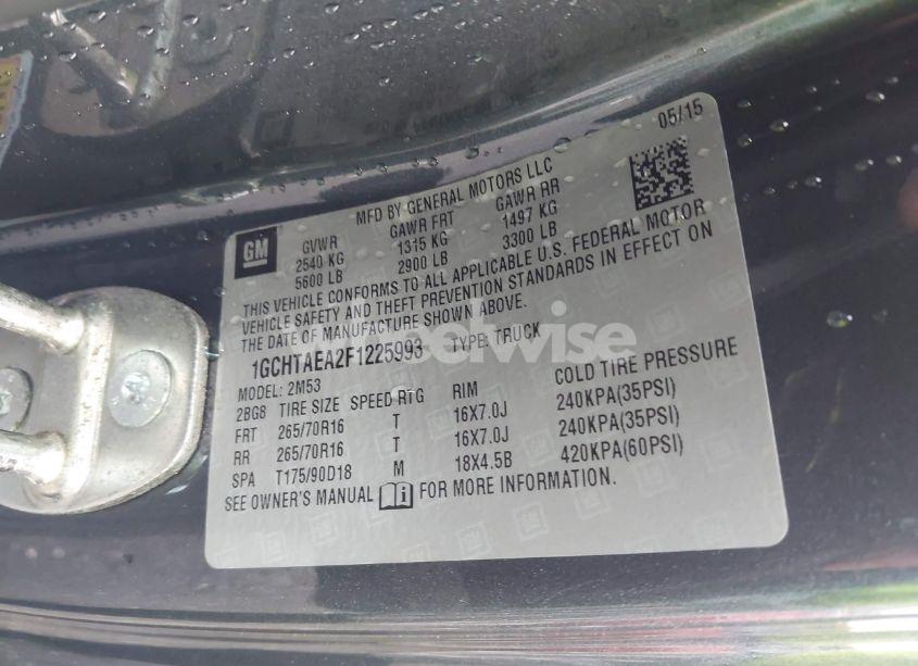 Photo 9 of 2015 Chevrolet Colorado WT (VIN 1GCHTAEA2F1225993)