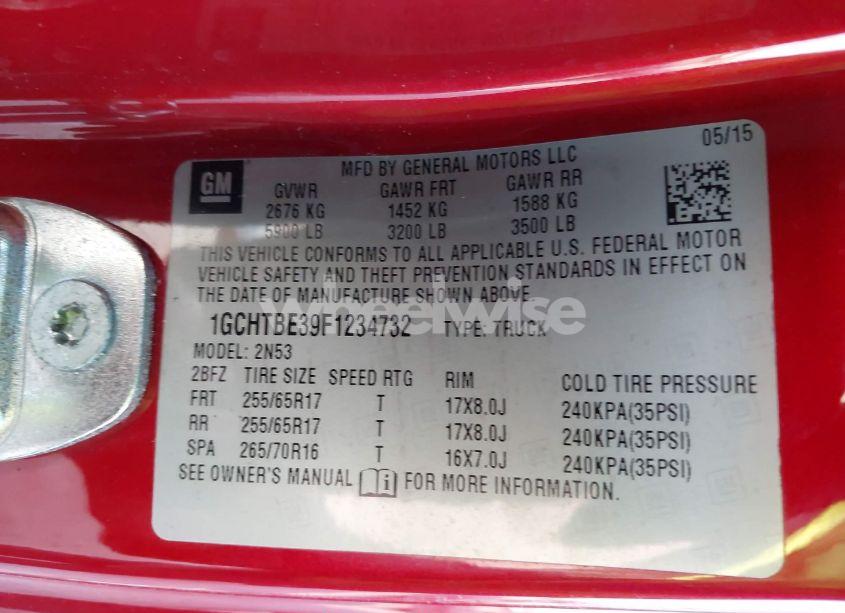 Photo 9 of 2015 Chevrolet Colorado LT (VIN 1GCHTBE39F1234732)