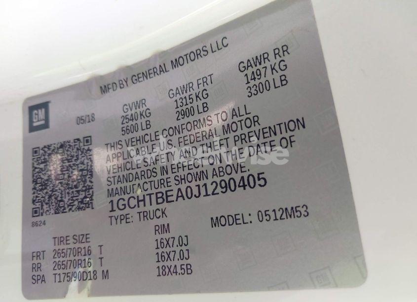 Photo 9 of 2018 Chevrolet Colorado WT (VIN 1GCHTBEA0J1290405)