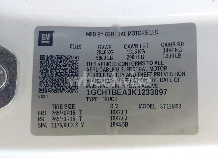 Photo 9 of 2019 Chevrolet Colorado WT (VIN 1GCHTBEA3K1233097)