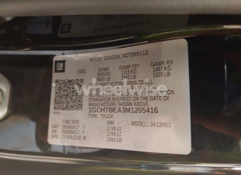 Photo 9 of 2021 Chevrolet Colorado 4WD LONG BOX WT (VIN 1GCHTBEA3M1205416)