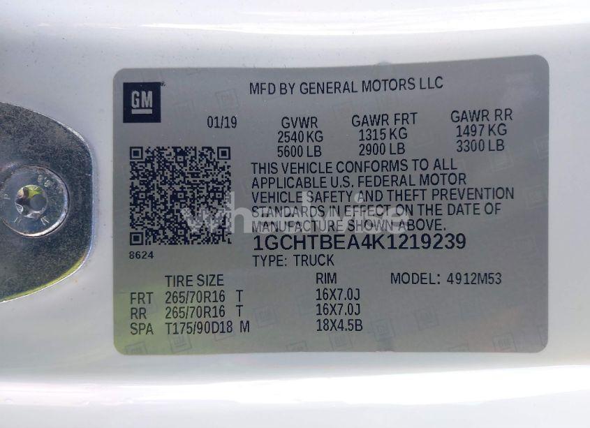 Photo 9 of 2019 Chevrolet Colorado WT (VIN 1GCHTBEA4K1219239)