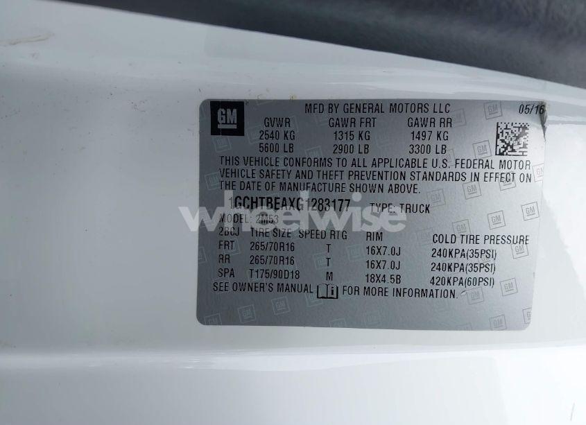 Photo 9 of 2016 Chevrolet Colorado WT (VIN 1GCHTBEAXG1283177)