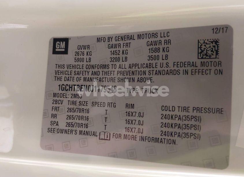 Photo 9 of 2018 Chevrolet Colorado WT (VIN 1GCHTBEN0J1179548)