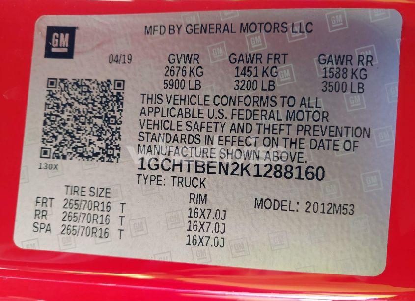 Photo 9 of 2019 Chevrolet Colorado WT (VIN 1GCHTBEN2K1288160)