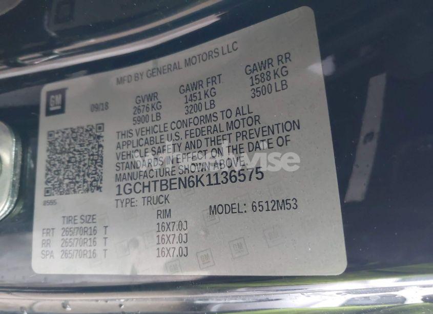 Photo 9 of 2019 Chevrolet Colorado WT (VIN 1GCHTBEN6K1136575)