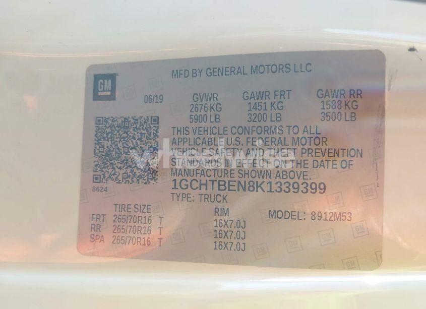 Photo 9 of 2019 Chevrolet Colorado WT (VIN 1GCHTBEN8K1339399)